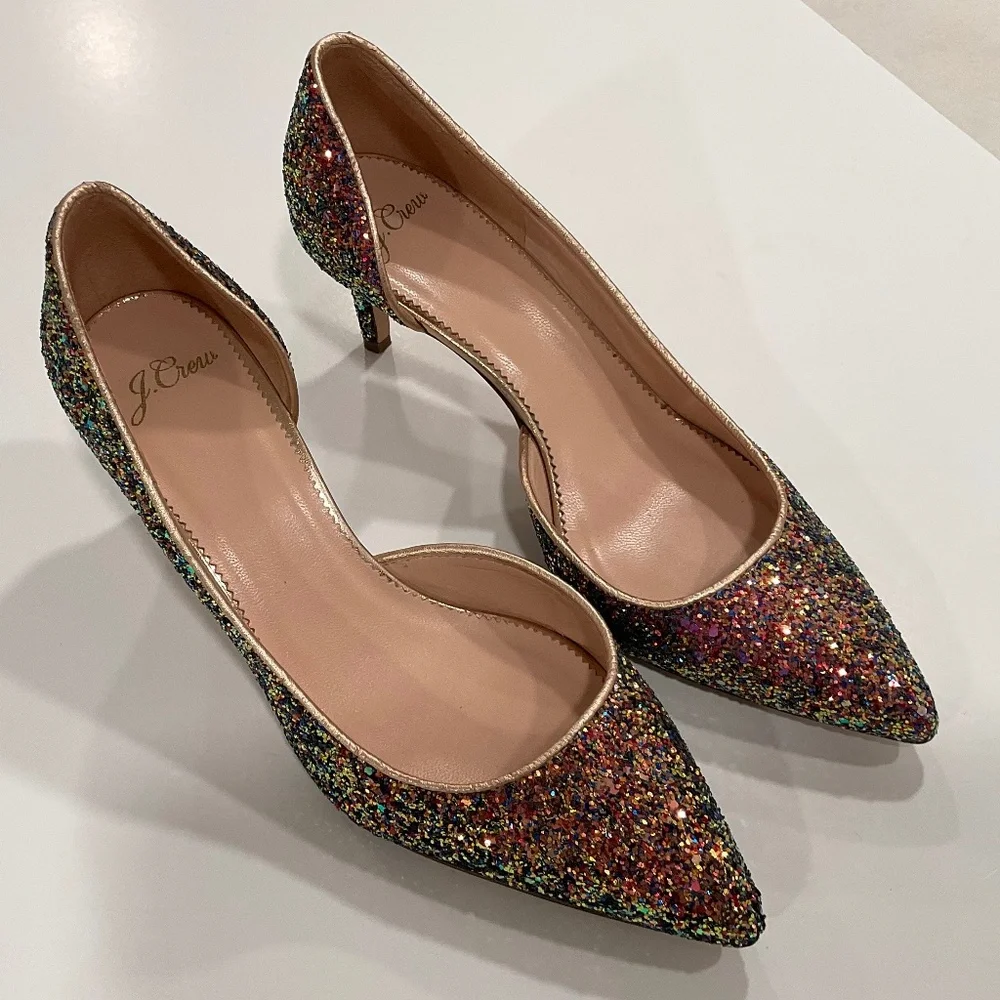J. CREW Colette d'Orsay Pumps in Holographic Glitter Size 7.5